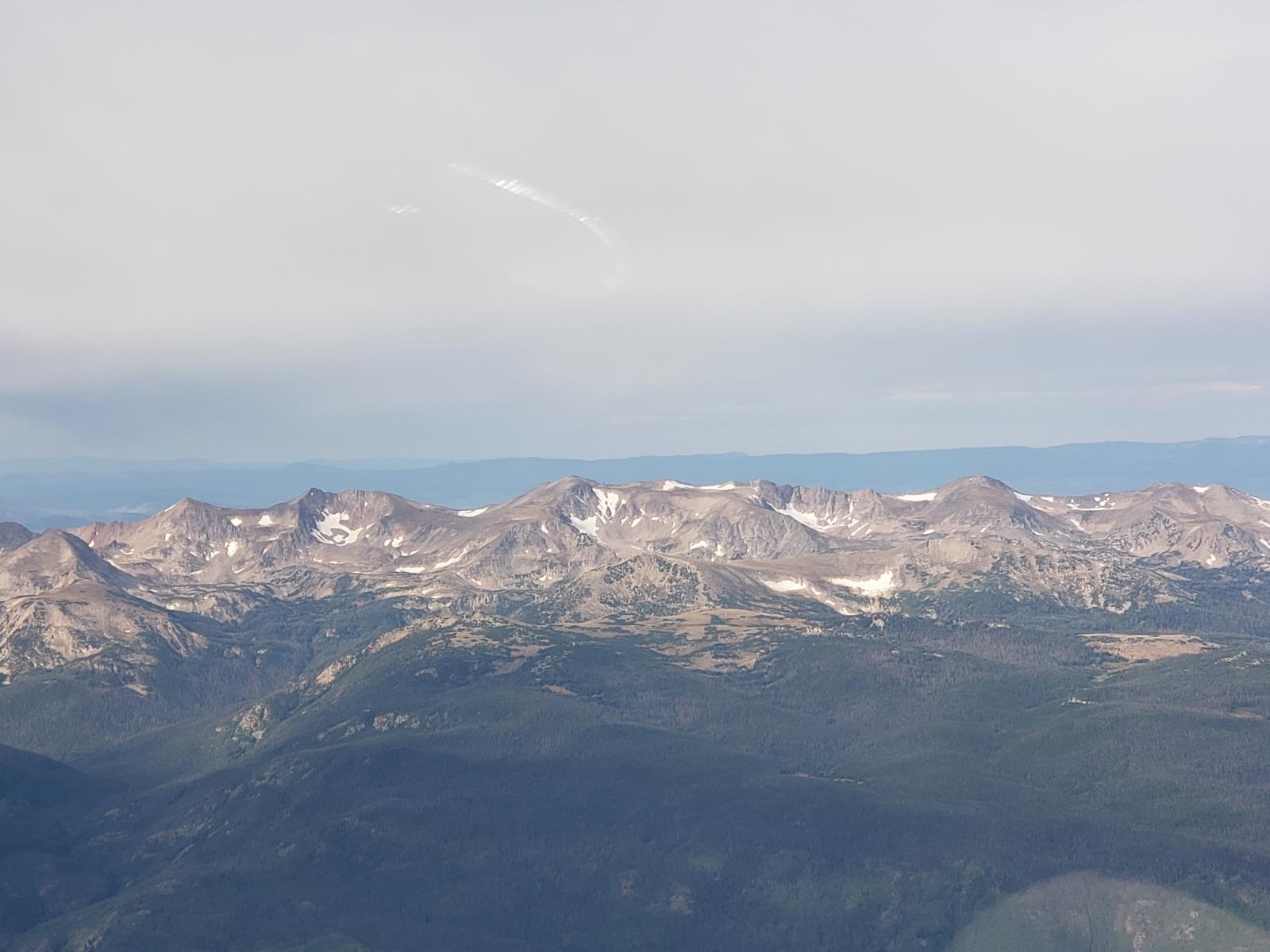 View to the west flying over Rocky Mountain National Park