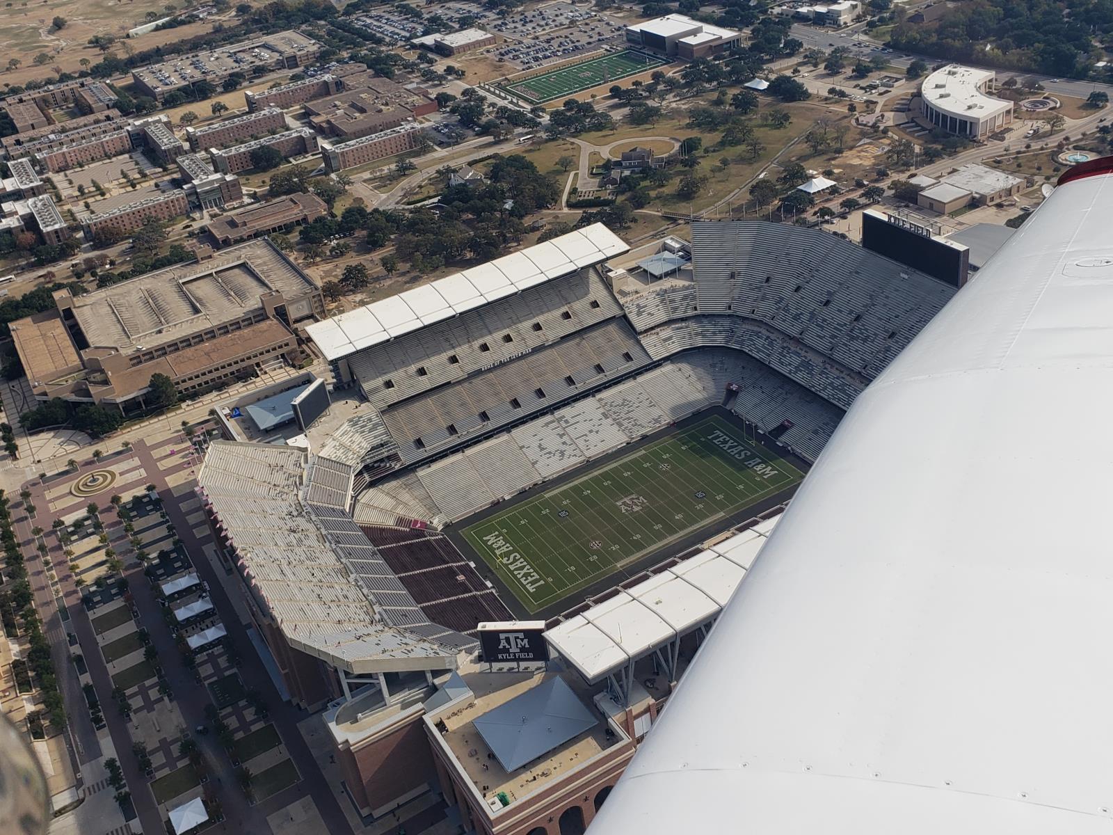 Overflying Kyle Field - home of the Fightin' Texas Aggie Band!